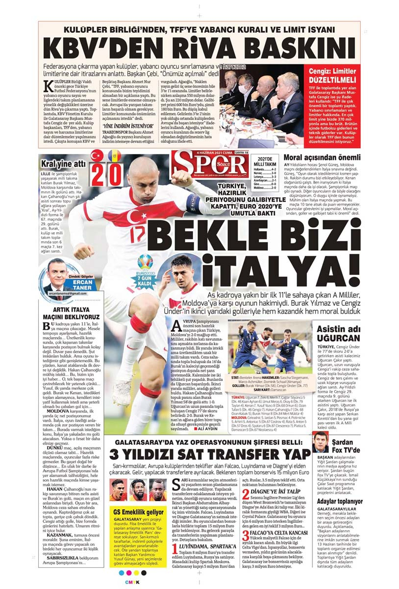 Gazetelerin spor manşetleri (4 Haziran 2021) Fenerbahçe, Galatasaray, Beşiktaş ve Trabzonspor'dan haberler 26
