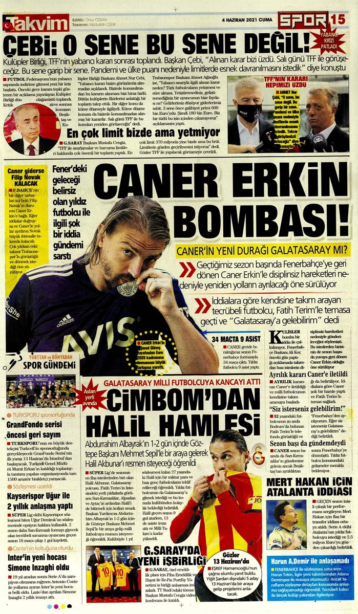 Gazetelerin spor manşetleri (4 Haziran 2021) Fenerbahçe, Galatasaray, Beşiktaş ve Trabzonspor'dan haberler 30