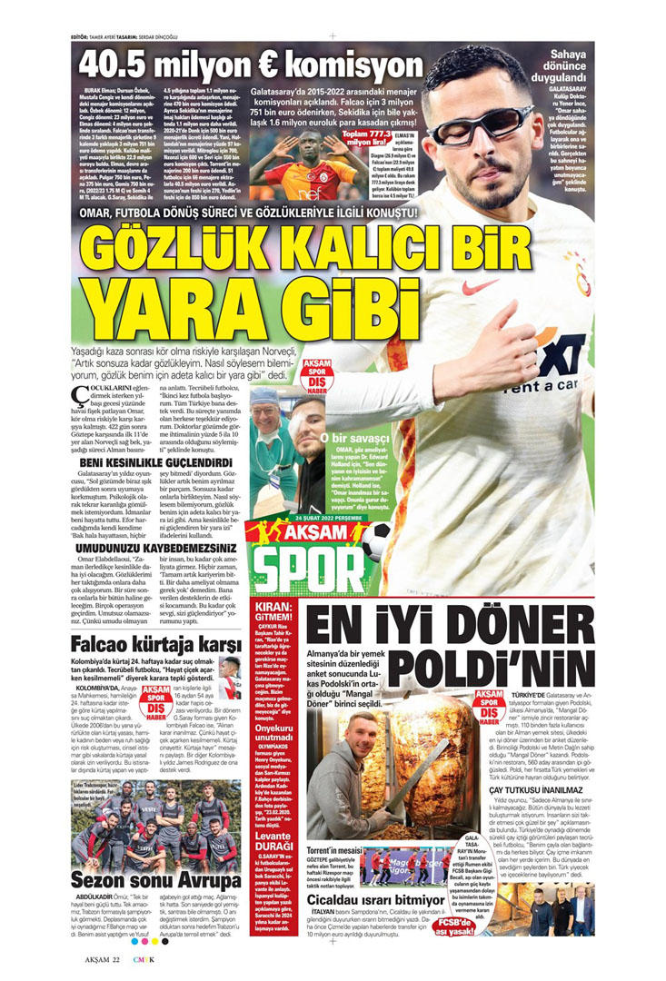 24 Şubat 2022 Perşembe günün spor manşetleri | Fenerbahçe, tur için Prag deplasmanında! 14