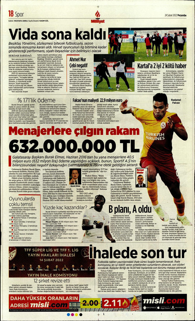 24 Şubat 2022 Perşembe günün spor manşetleri | Fenerbahçe, tur için Prag deplasmanında! 21