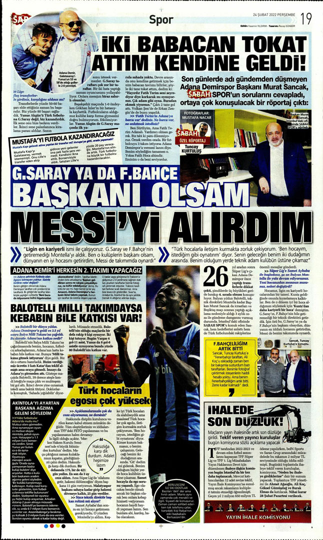 24 Şubat 2022 Perşembe günün spor manşetleri | Fenerbahçe, tur için Prag deplasmanında! 6
