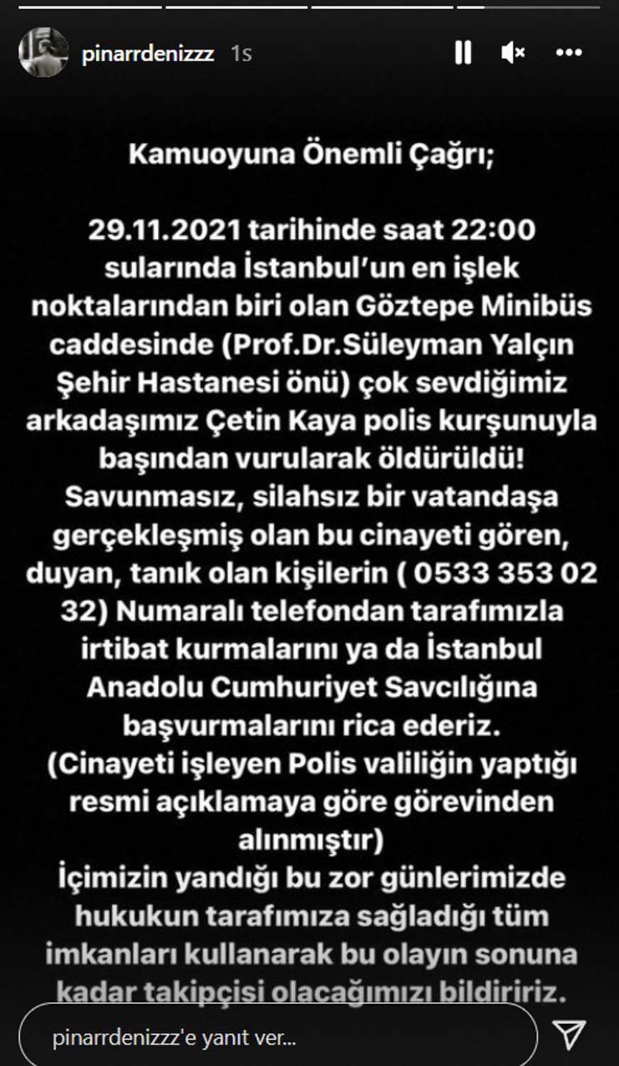 Pınar Deniz'in arkadaşı öldürüldü! Sosyal medya hesabında kan donduran açıklamayla kamuoyuna çağrıda bulundu!