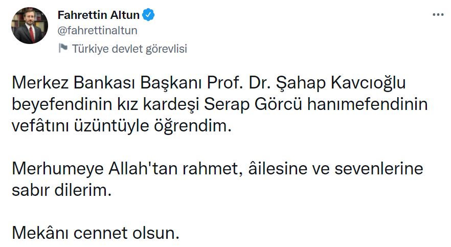 Merkez Bankası Başkanı Prof. Dr. Şahap Kavcıoğlu'nun acı günü! Kız kardeşi Serap Görcü hayatını kaybetti