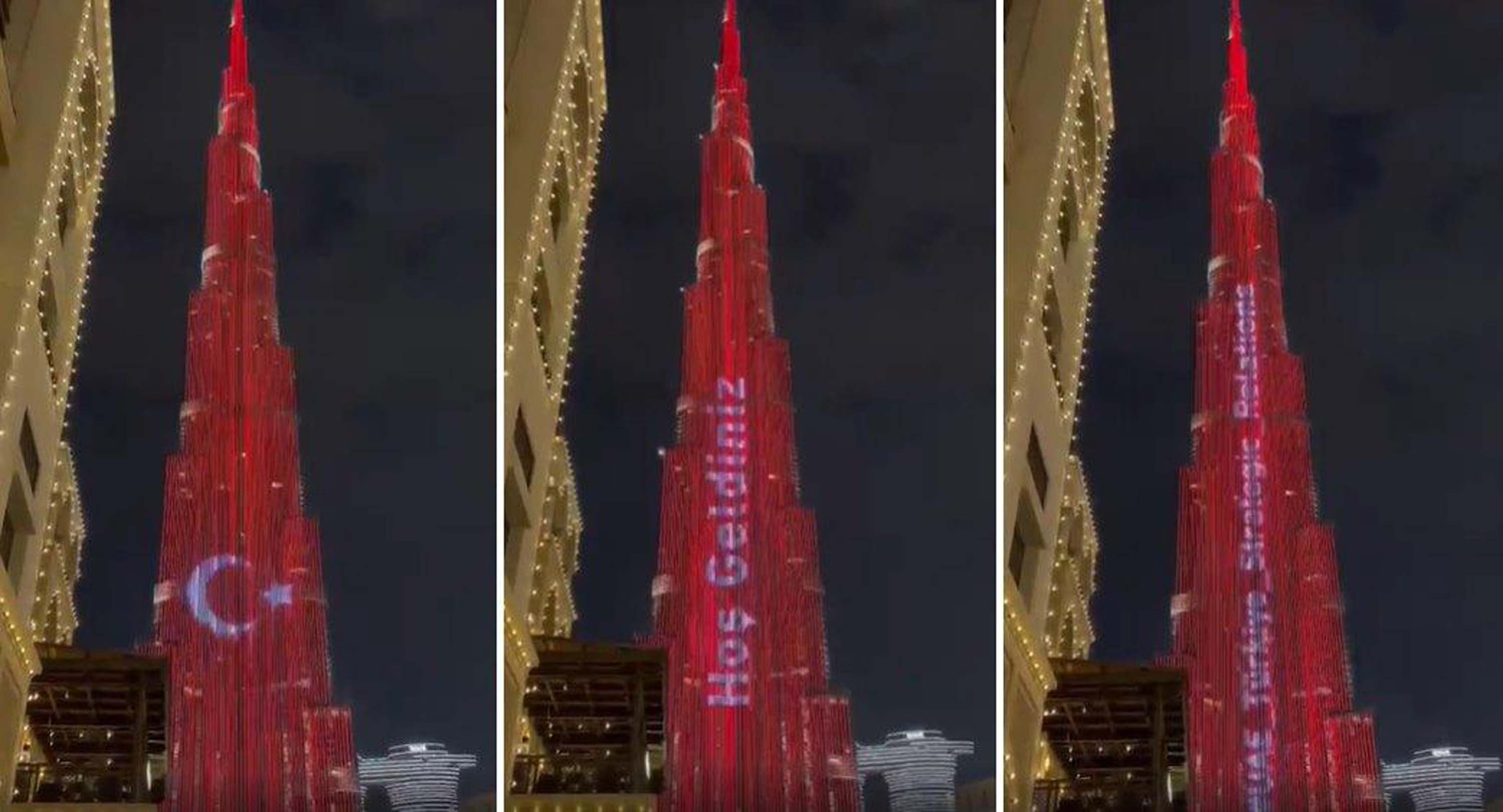 As bayrakları! Dünya'nın en büyük yapısında Türk Bayrağı aydınlatıldı! İstiklal Marşı, Dubai'yi inletti!