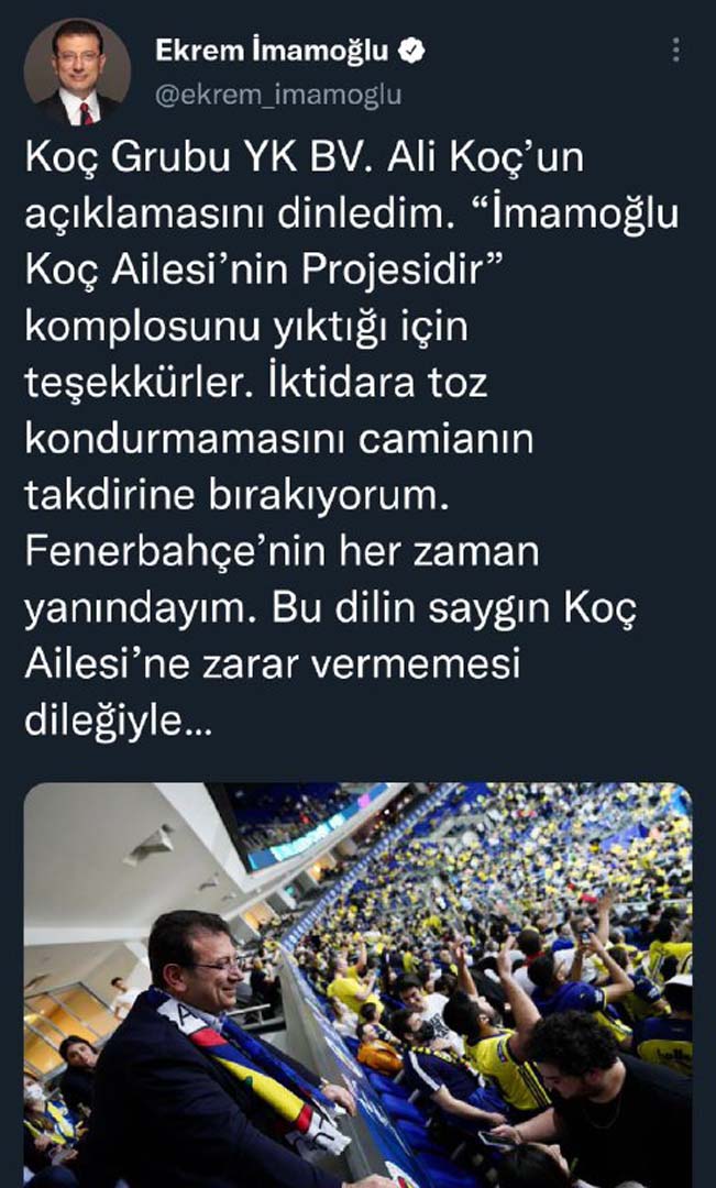 İmamoğlu'nun Ali Koç'a cevabı Fenerbahçelileri kızdırdı! Bu yaptığın ucuz siyasete giriyor! Sana oy yok!