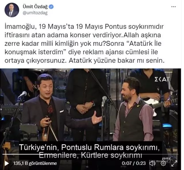 İBB'nin 19 Mayıs konseri tepki çekti! Ümit Özdağ, İmamoğlu'na sert sözlerle yüklendi: Atatürk yüzüne bakar mı senin?
