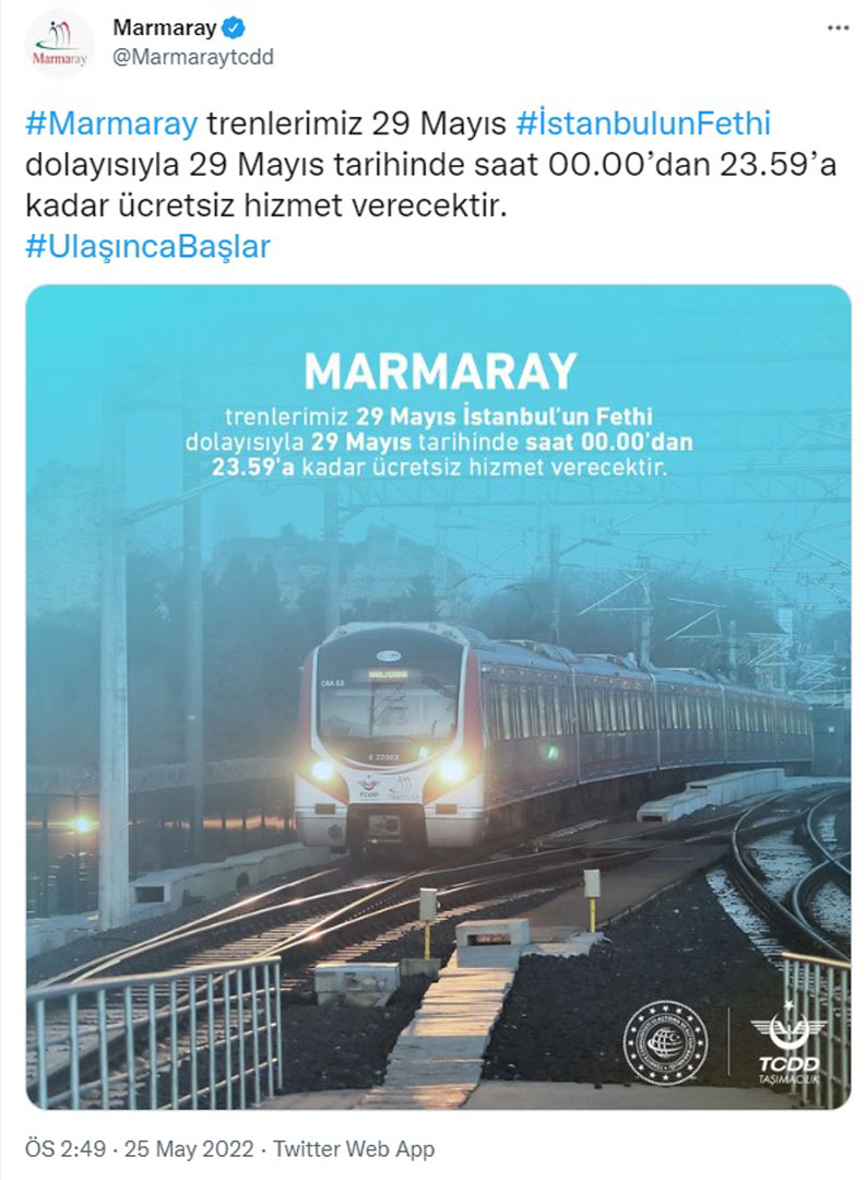 29 Mayıs 2022 İstanbul toplu taşıma, ulaşım araçları ücretsiz mi? Marmaray, Metro, İETT, Metrobüs ücretsiz mi 29 Mayıs 2022?
