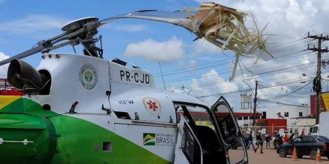 Brezilya'da feci kaza! Kamyon helikoptere çarptı