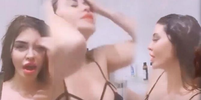 Ebru Polat iç çamaşırlarıyla duş aldığı video sosyal medyayı salladı!